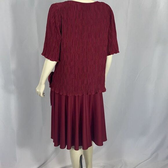 Vintage Burgundy After Dark Drop Waist Large Bow Party Dress Size 10 - Picture 9 of 16